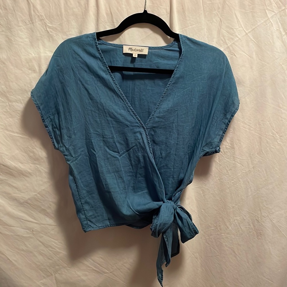 Madewell Denim Tie Top